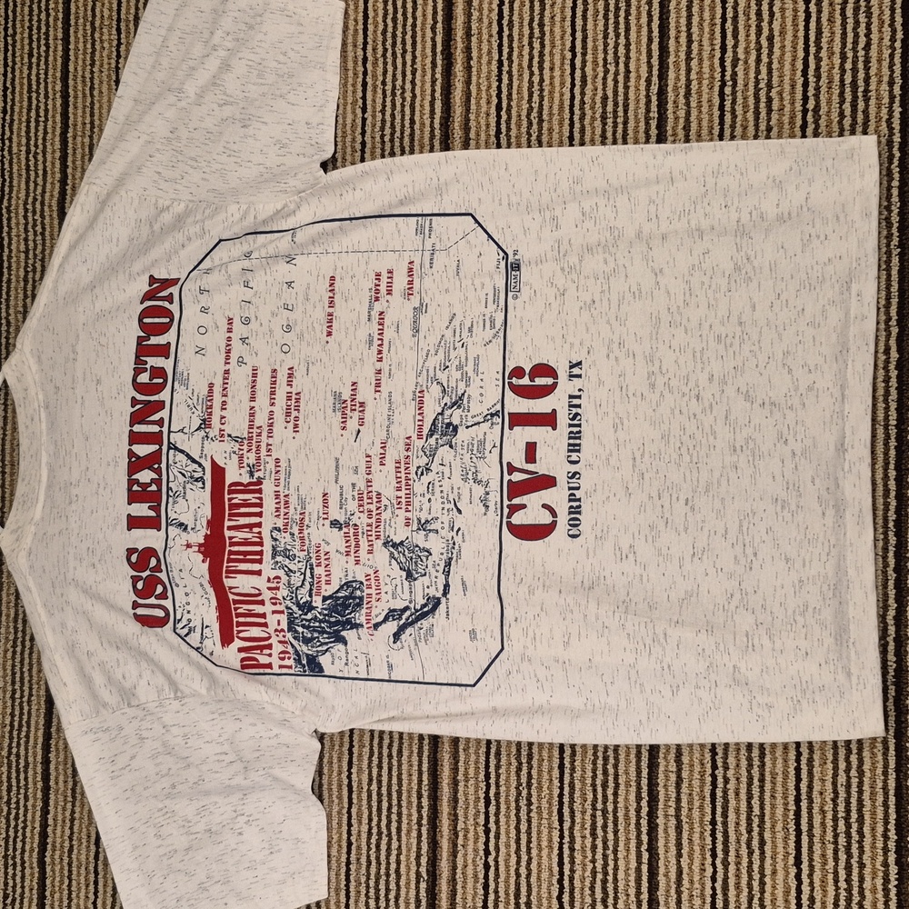 USS LEXINGTON Pacific Theater Corpus Christi Mens XL Short Sleeve Shirt 90s VTG